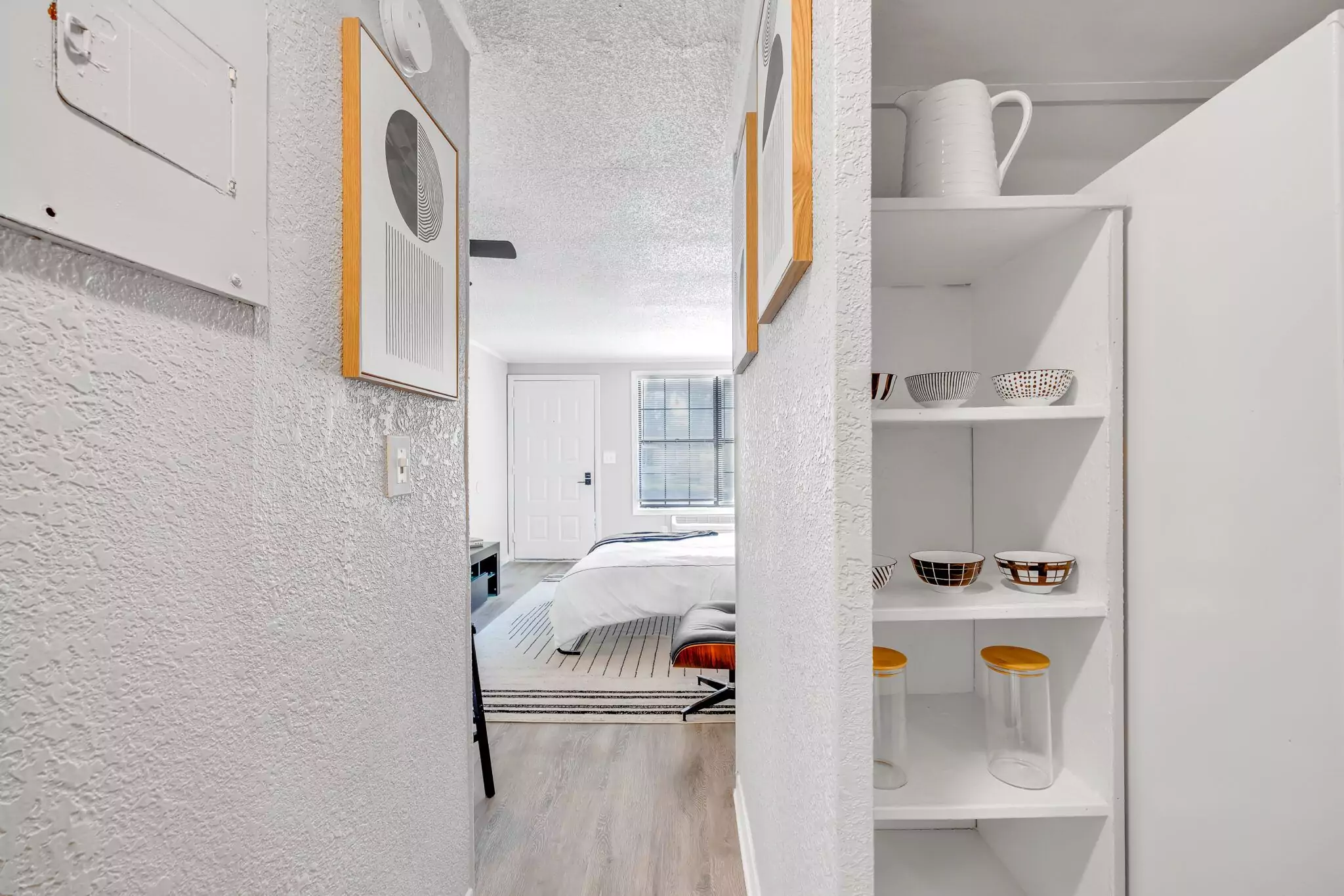 Staged bedroom at JaxBay Apartments