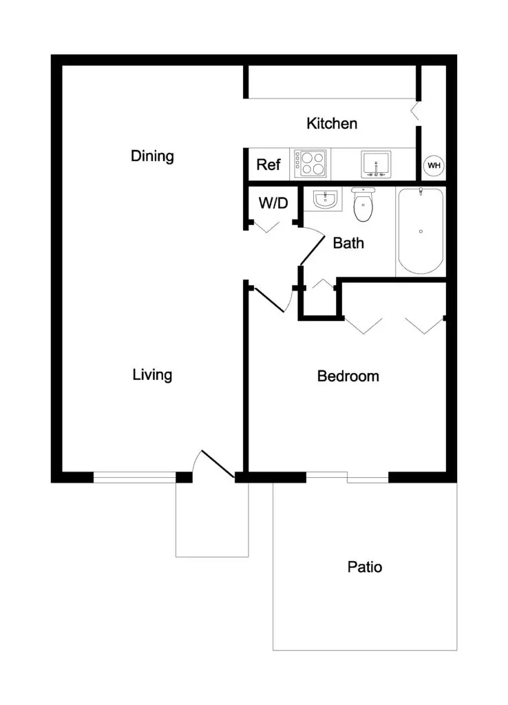 One-bedroom apartment floor plan